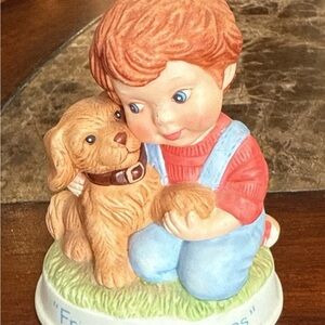 Avon Boy and Dog Figurine - Red and Blue